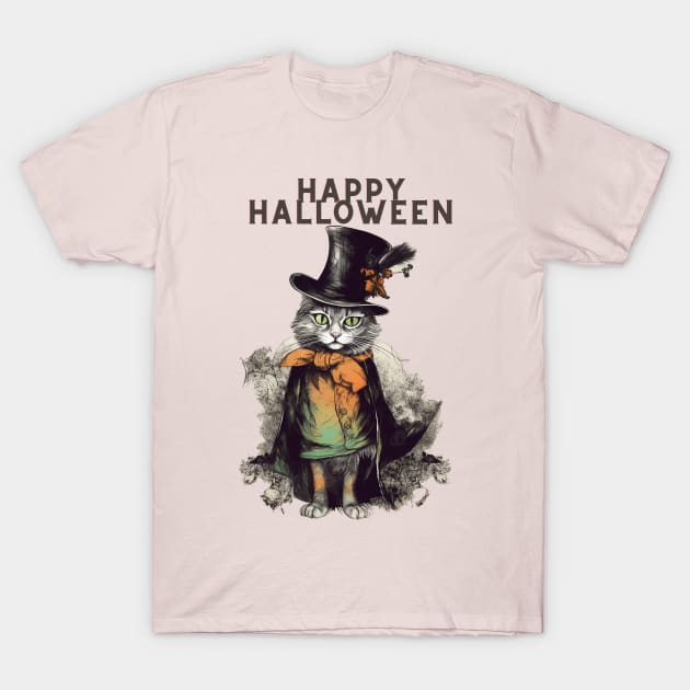 cute cat happy halloween T-Shirt by Tees of Joy